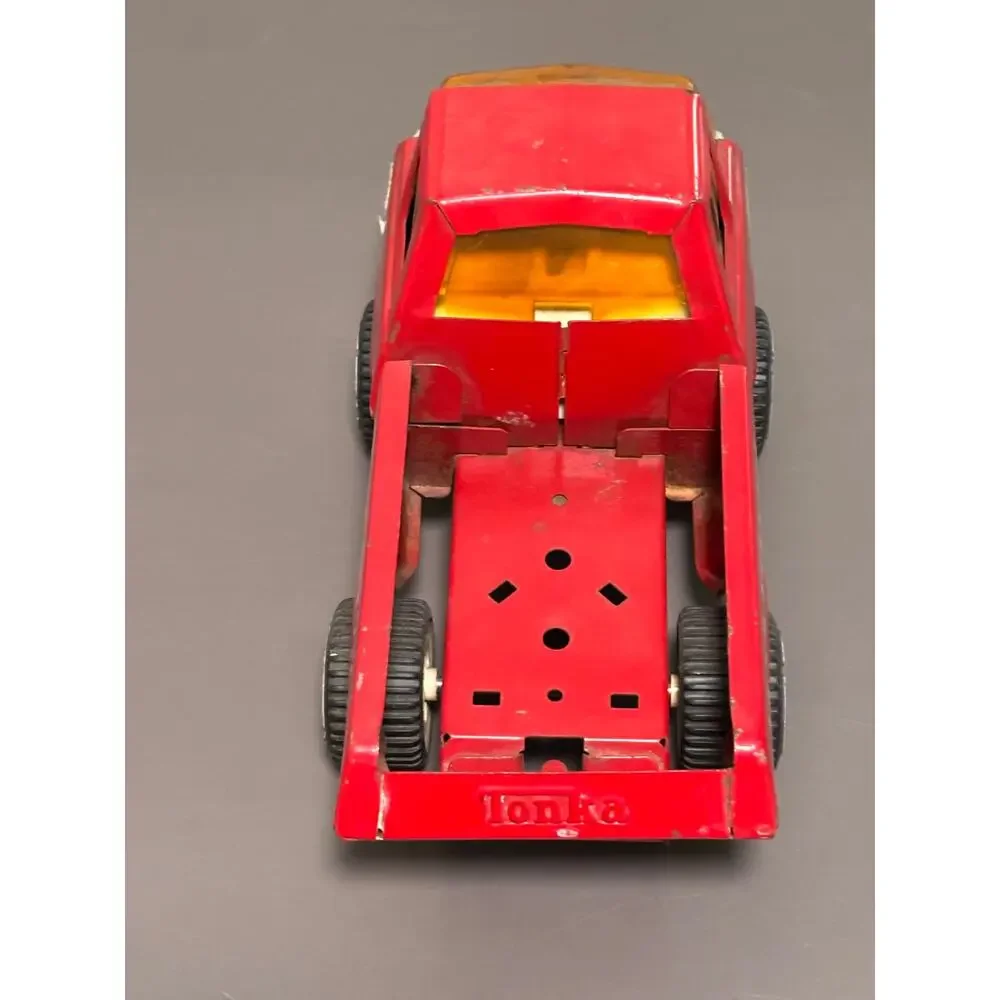 Vintage Tonka Red Tow Truck 24 hour service Interstate Safety Patrol vehicle 9”
